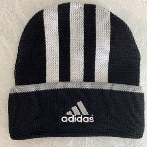 Vintage Adidas Winter Hat Black White Stripe